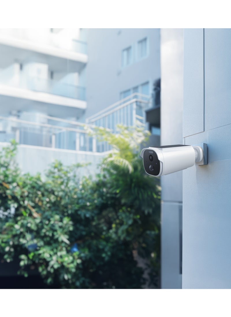 Built-in Solar Outdoor Camera 256GB 5200 mAh 20fps / IR Night Vision / Two-Way Audio / Motion Detection / 2K Quad HD Surveillance Camera / Dust Resistance / Mobile App Support (Android, iOS) - White