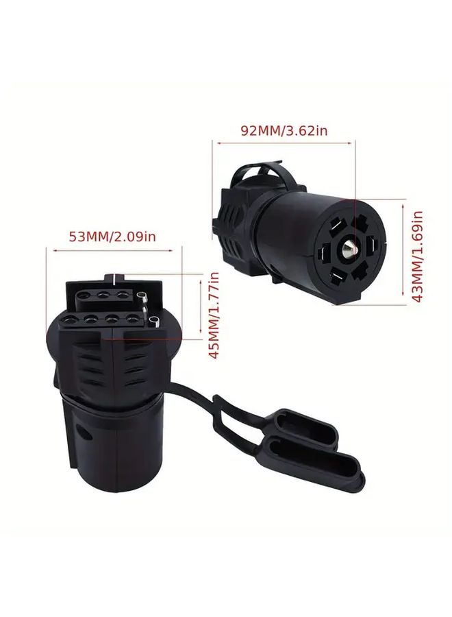 Black 7 Way Round to 4 5 Pins Flat Trailer Adapter Connector - Image 2