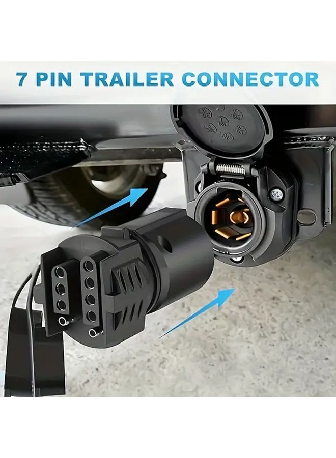 Black 7 Way Round to 4 5 Pins Flat Trailer Adapter Connector - Image 5