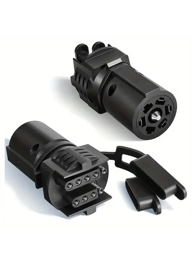 Black 7 Way Round to 4 5 Pins Flat Trailer Adapter Connector - Image 4