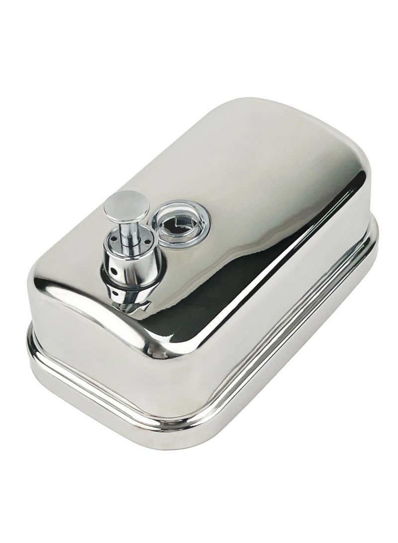 موزع صابون اليد والمطهر والجل والسوائل | آلية التوزيع اليدوية | لمسة نهائية من الفولاذ المقاوم للصدأ المصقول | يمكن تركيبه على الحائط | مناسب للحمامات والمطابخ والدش والمزيد | 500 مل - Image 2