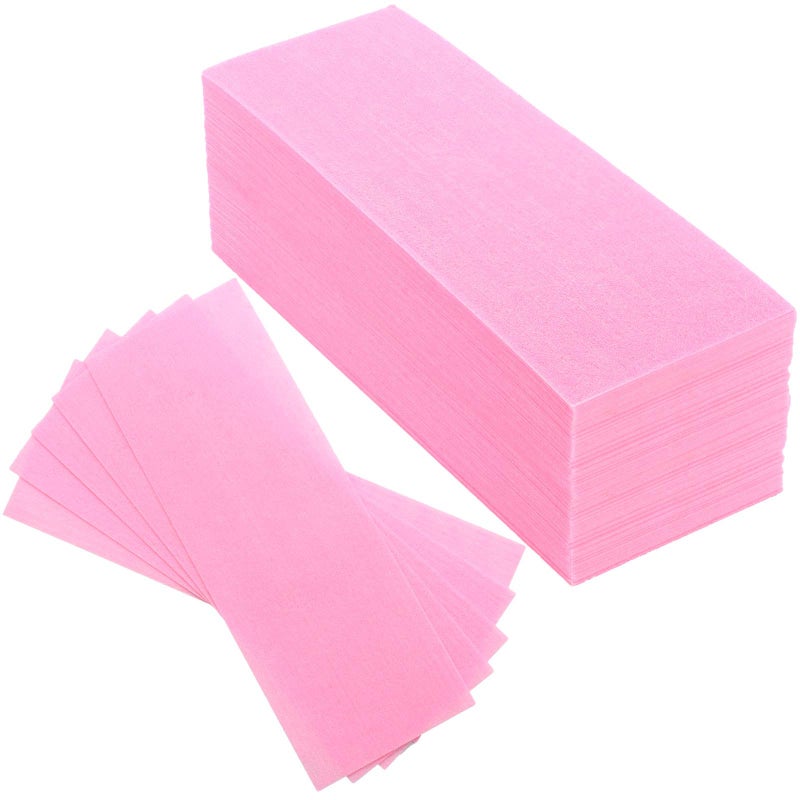 Maitys Waxing Strips 100 Pieces Pink NonWoven Removal Wax Strip Facial Body Wax Strip Sheet for Hair Removal and Cleaning Legs Bikini Face