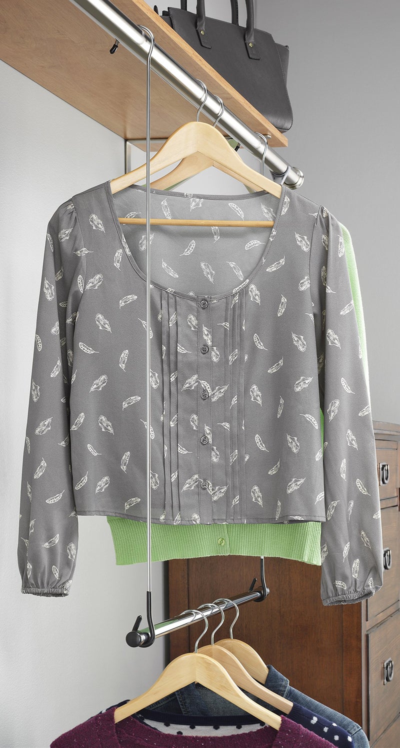 Whitmor Double Closet Rod - Heavy Duty Closet Organizer- Chrome - Image 2