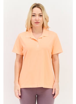 Greg Norman Women Sportswear Fit Short Sleeve Outdoor Polo Shirt, Orange  - Image 1