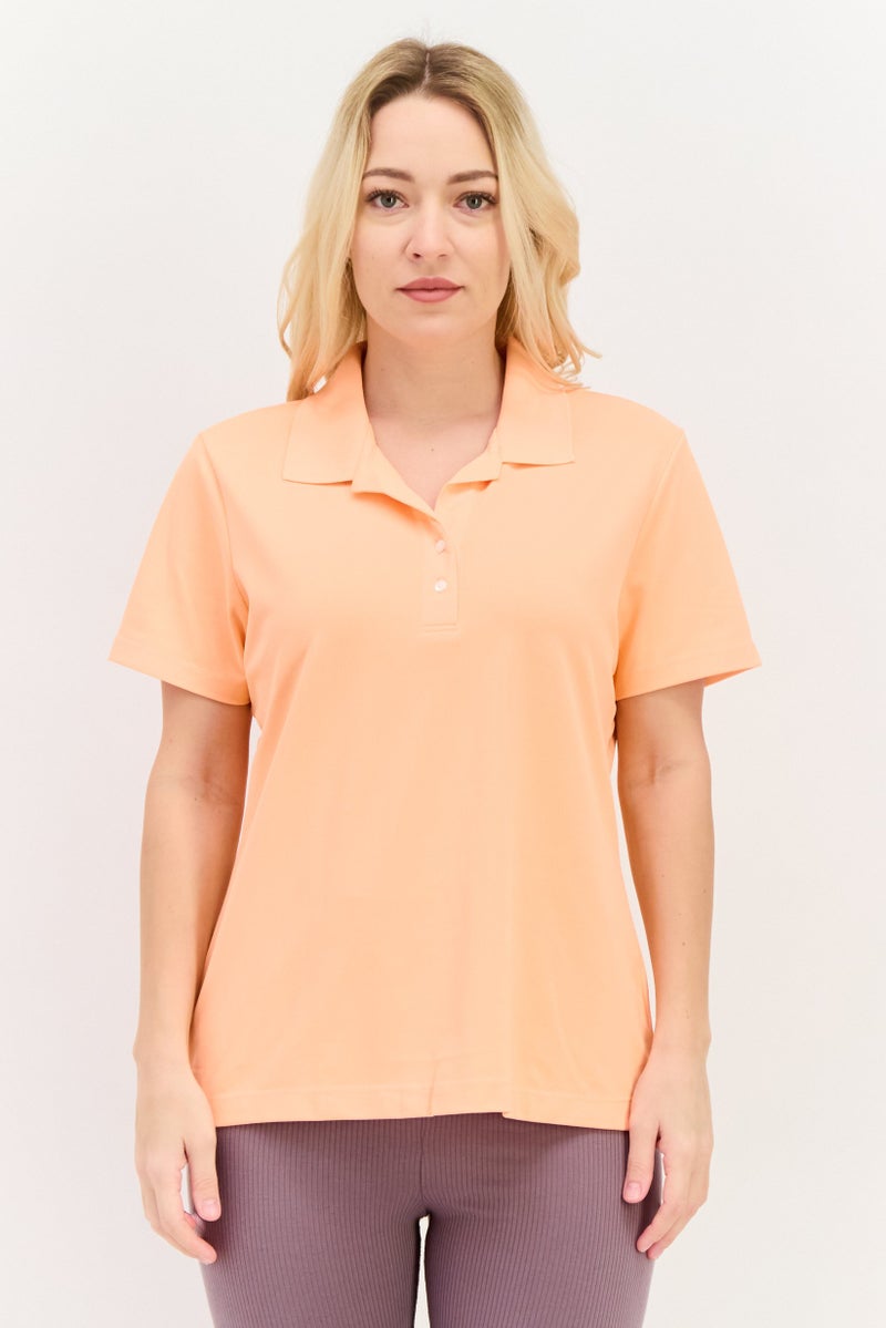 Greg Norman Women Sportswear Fit Short Sleeve Outdoor Polo Shirt, Orange  - Image 1