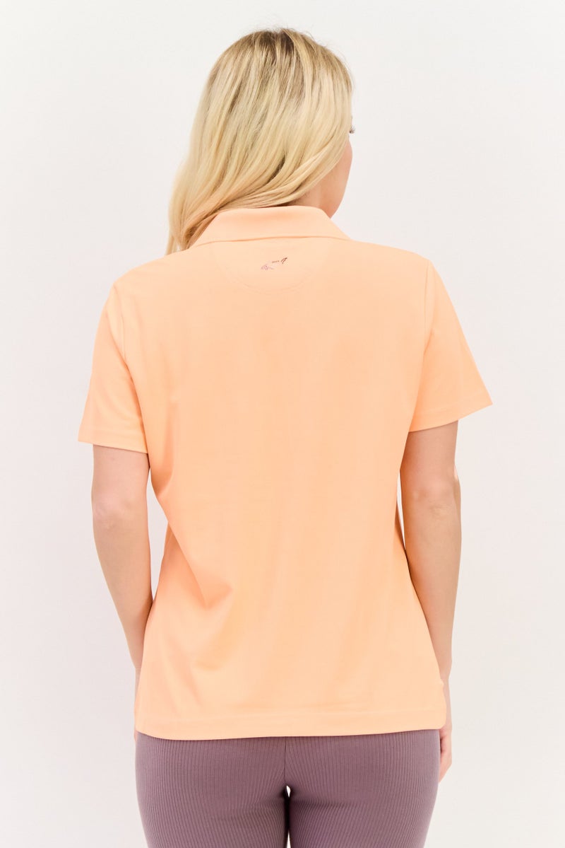 Greg Norman Women Sportswear Fit Short Sleeve Outdoor Polo Shirt, Orange  - Image 3