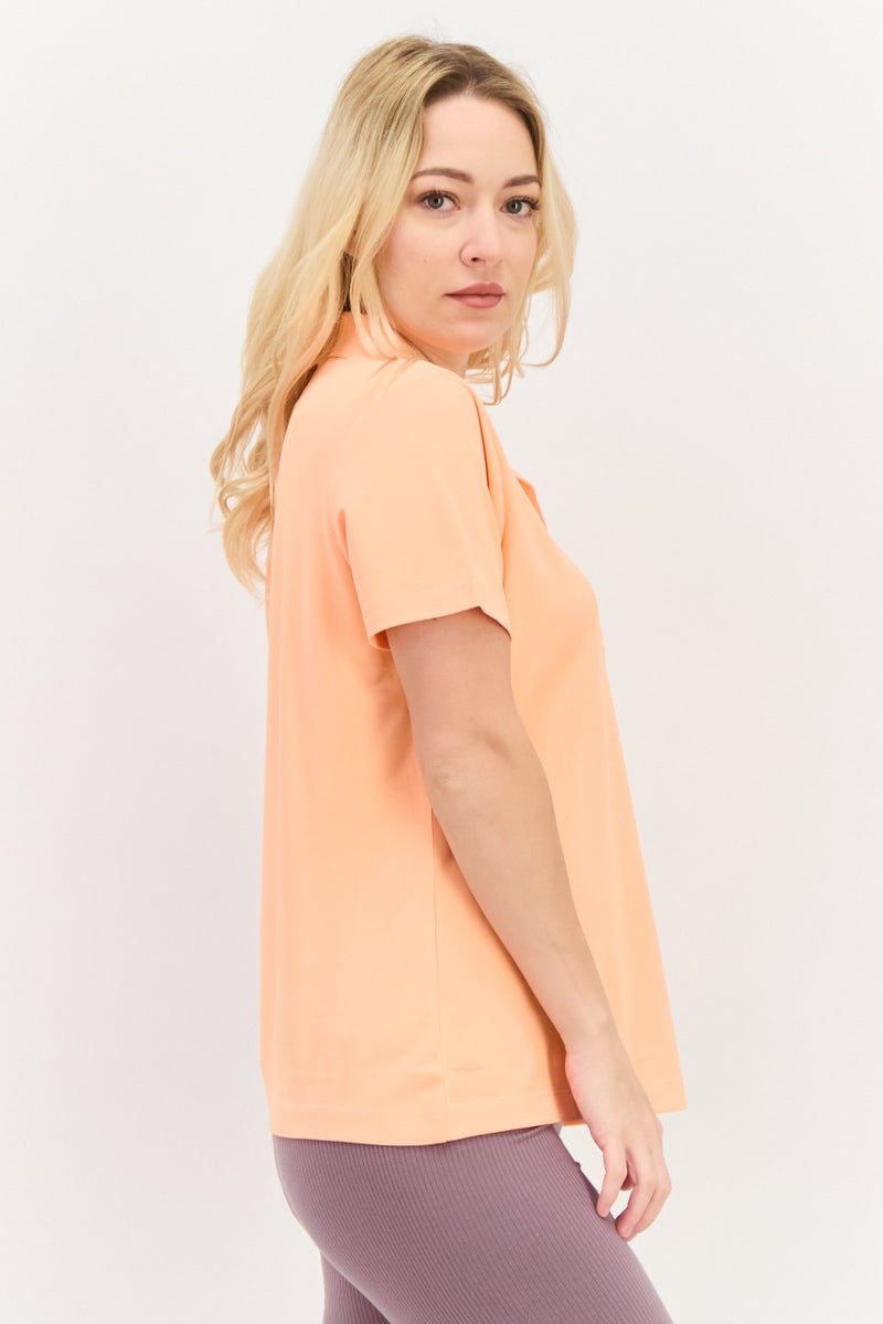 Greg Norman تي شيرت بولو رياضي نسائي بأكمام قصيرة، خارجي، برتقالي - Image 2