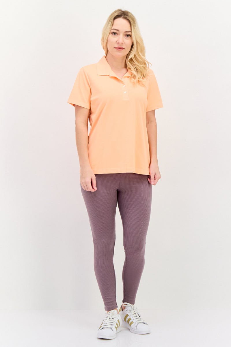 Greg Norman تي شيرت بولو رياضي نسائي بأكمام قصيرة، خارجي، برتقالي - Image 4