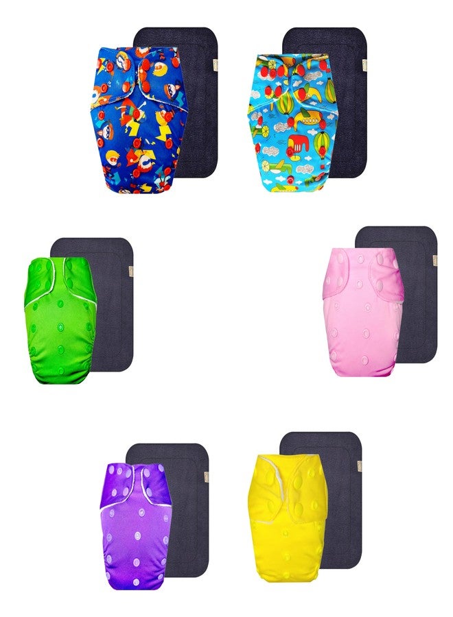 Dumbledo Premium Cloth Diaper with Black Insert (Pack of 6) | Snug Fit | Reusable & Washable | Quick Dry | Designed by Moms | 3 Months - 3 Years | Unisex Baby - Image 1