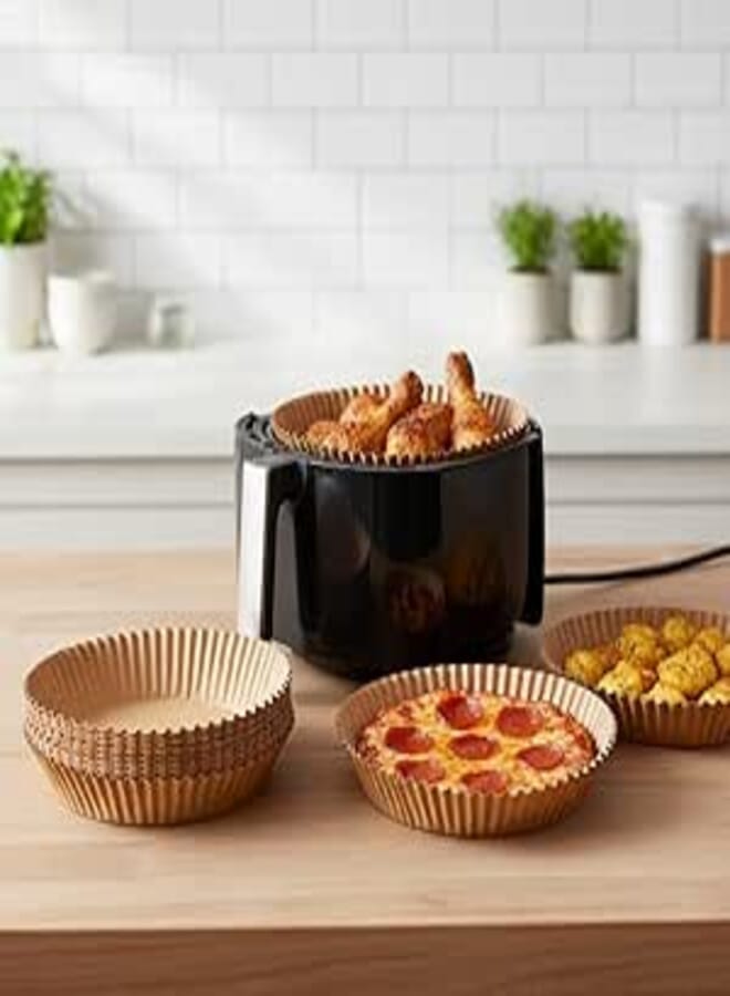 Air Fryer Disposable Paper Liner, Non-Stick, Oil-proof, Water-proof Parchment for Baking, Roasting, Microwave, Round, 16CM, 50 Pieces