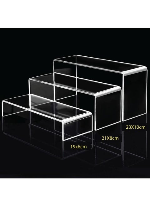 3 pcs Clear Acrylic Showcase Display Risers Dessert and Cupcake Stand Risers for party event shoe Riser Display Organizer Cosmetics Display Riser