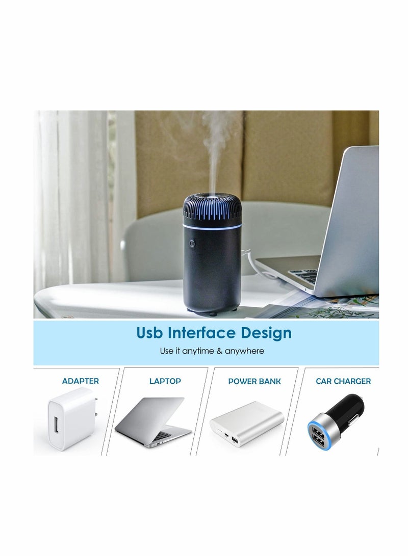 كابتن تيك موزع هواء للسيارة ، مرطب بالزيوت العطرية برائحة USB ، ناشر صغير محمول للسيارة وغرفة النوم والمكتب (أسود) - Image 4