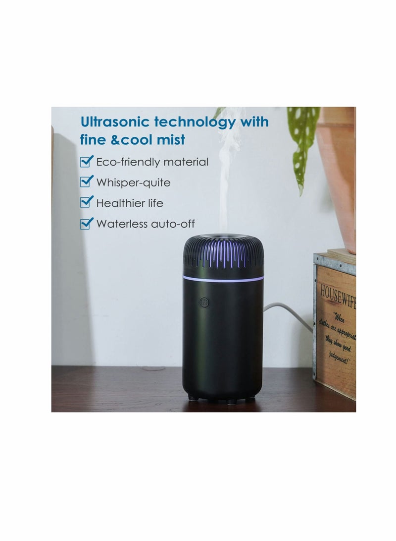 كابتن تيك موزع هواء للسيارة ، مرطب بالزيوت العطرية برائحة USB ، ناشر صغير محمول للسيارة وغرفة النوم والمكتب (أسود) - Image 5