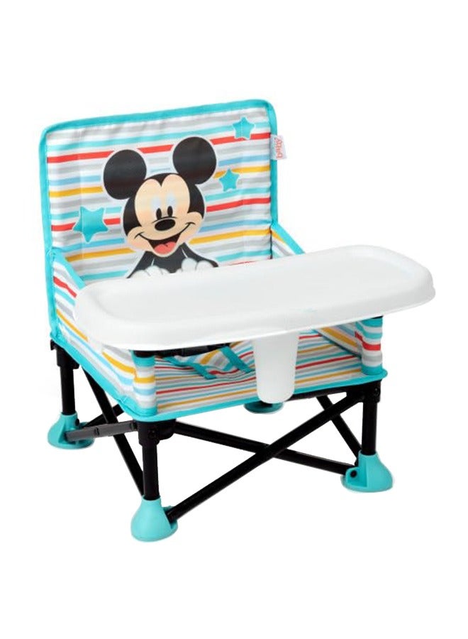 Bright Starts Mickey Mouse Pop ‘N Sit Portable Booster Seat – 3-in-1 Floor Seat, Feeding Seat with Tray, and Toddler Booster, for Babies 6 Months to 3 Years - Image 1