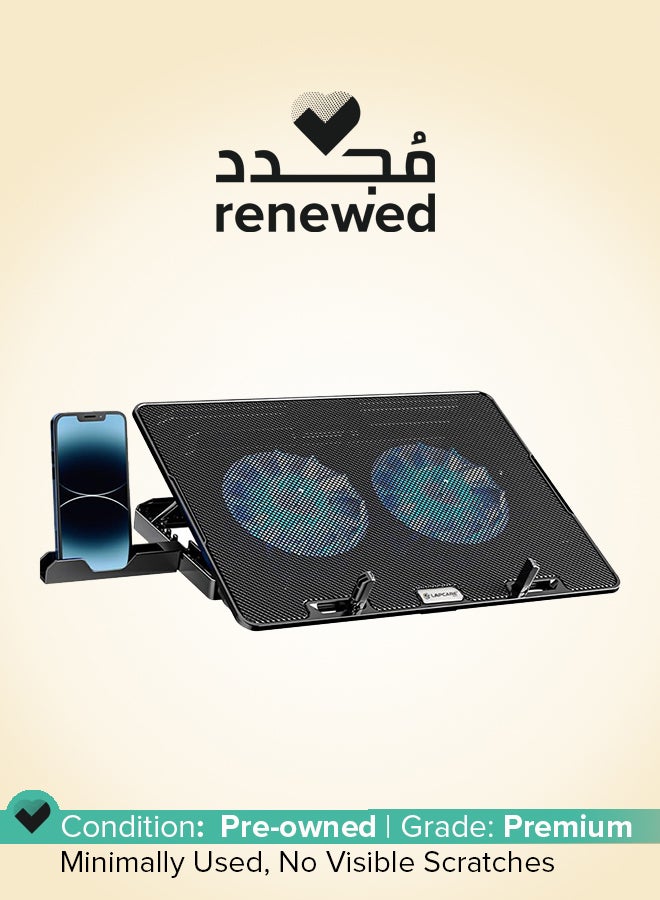 Lapcare Renewed - LAPCARE ChillMate Adjustable Laptop Cooling Pad with Twin Fans for Efficient Cooling - Image 1
