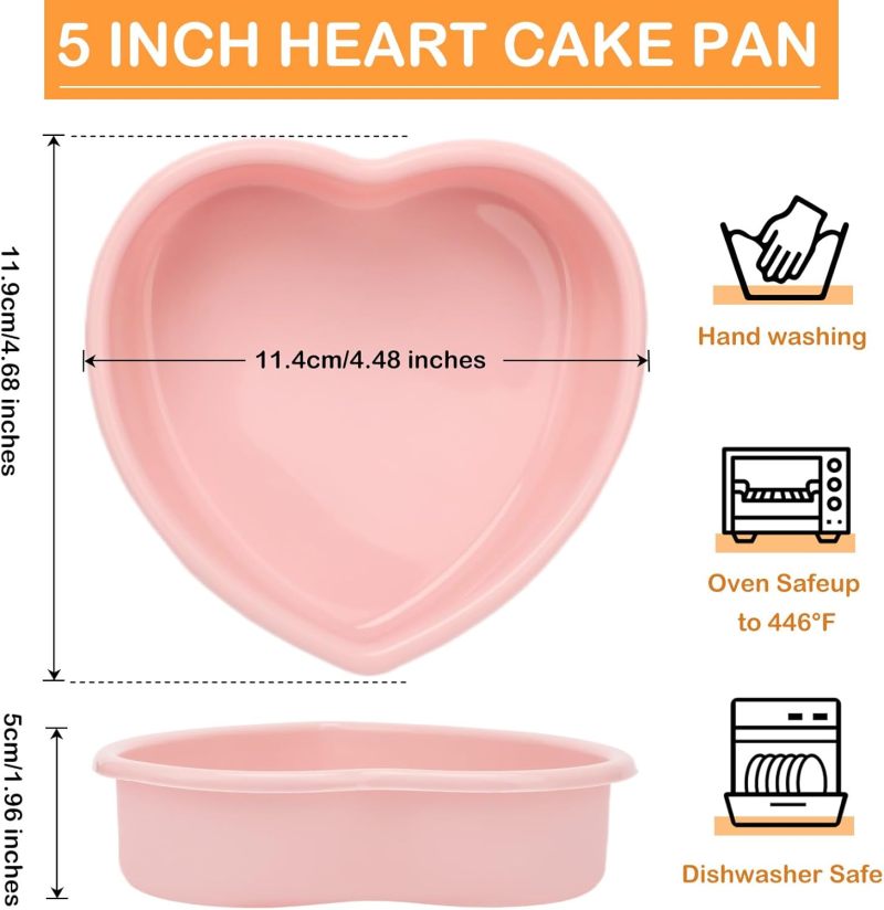 Heart-Shaped Silicone Mold: 4.56 In Pink 100% Food-Grade Silicone - Non-Stick Perfect Release Silicone Cake Pan for Valentine's Day Baking, Home Bakers & Love-Filled Occasions - Image 2