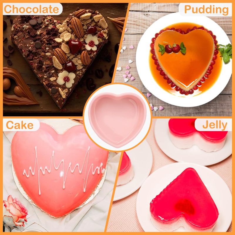 Heart-Shaped Silicone Mold: 4.56 In Pink 100% Food-Grade Silicone - Non-Stick Perfect Release Silicone Cake Pan for Valentine's Day Baking, Home Bakers & Love-Filled Occasions - Image 4