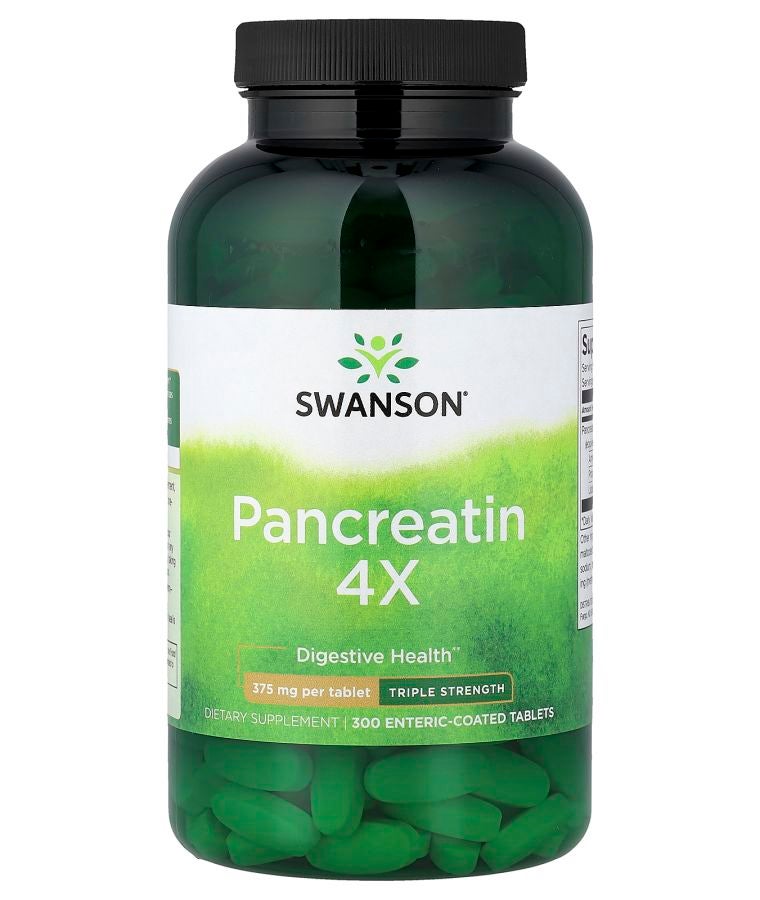 SWANSON Pancreatin 4X 375 mg 300 Enteric-Coated Tablets