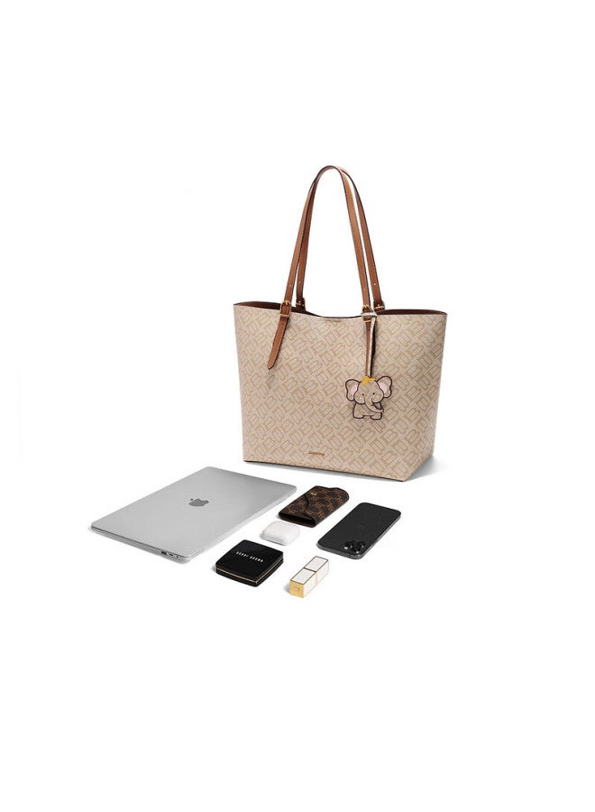 Belle Women's Bag 25 New Seagull Old Flower Tote Bag With Flying Elephant Pendant Tote Bag X7226ax5 Apricot - Image 5