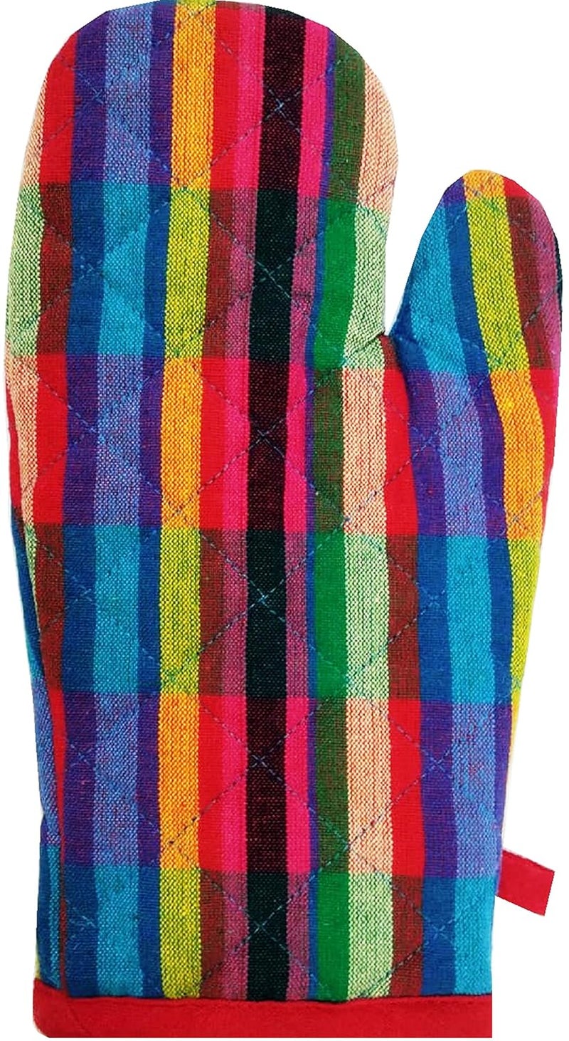 tidy Multi Color Cotton Oven Hand Gloves Pack of 2 Pieces Mittens - Image 2