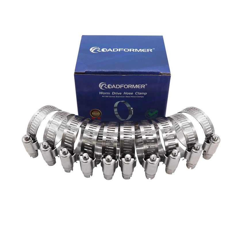 Roadformer 2" Worm Gear Hose Clamp - SAE 32 Size, Full Stainless Steel with 1/2" Band Working Range 40mm - 64mm Duct Clamp Pipe Clamp Worm Drive Hose Clamp Fuel Line Clamp (10 Pack, 40mm - 64mm) - Image 2