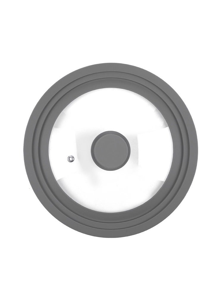 Universal Lid for Pots And Pans,Heat Resistant Food Safe Skillet Lid With Silicone Rims And Steam Vented,Silicone Universal Lid Fits All 24 To 28cm Diameter Cookware,Dishwasher Safe,Gray  - Image 1