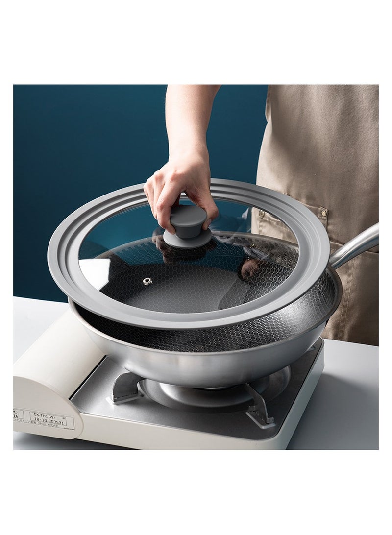 Universal Lid for Pots And Pans,Heat Resistant Food Safe Skillet Lid With Silicone Rims And Steam Vented,Silicone Universal Lid Fits All 24 To 28cm Diameter Cookware,Dishwasher Safe,Gray  - Image 2