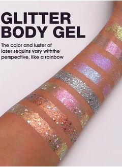 LANGMANNI 8 Colors Face and Body Glitter Palette Nails Glitter Makeup Liquid Chunky Glitter Gel for Body Face Hair Holographic Changing Sparkling Mermaid Sequins for Women Girls Makeup Glitter Gel  - Image 2