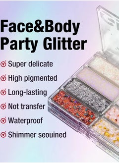 LANGMANNI 8 Colors Face and Body Glitter Palette Nails Glitter Makeup Liquid Chunky Glitter Gel for Body Face Hair Holographic Changing Sparkling Mermaid Sequins for Women Girls Makeup Glitter Gel  - Image 3