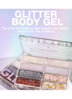 LANGMANNI 8 Colors Face and Body Glitter Palette Nails Glitter Makeup Liquid Chunky Glitter Gel for Body Face Hair Holographic Changing Sparkling Mermaid Sequins for Women Girls Makeup Glitter Gel  - Image 4