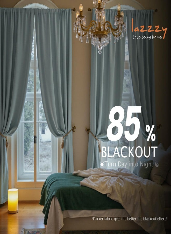 Lazzzy Velvet Blackout Curtains Thermal Insulated Room Window Drapes Super Soft Luxury Curtains for Living Room Bedroom Rod Pocket 2 Panels, Misty Blue, 52" W x 96" L - Image 5