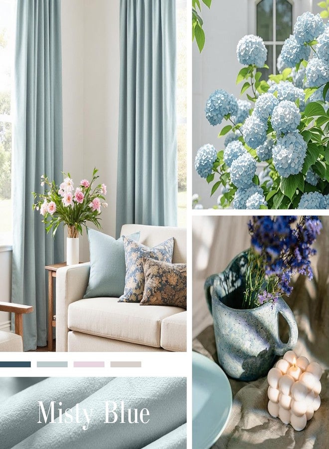 Lazzzy Velvet Blackout Curtains Thermal Insulated Room Window Drapes Super Soft Luxury Curtains for Living Room Bedroom Rod Pocket 2 Panels, Misty Blue, 52" W x 96" L - Image 3