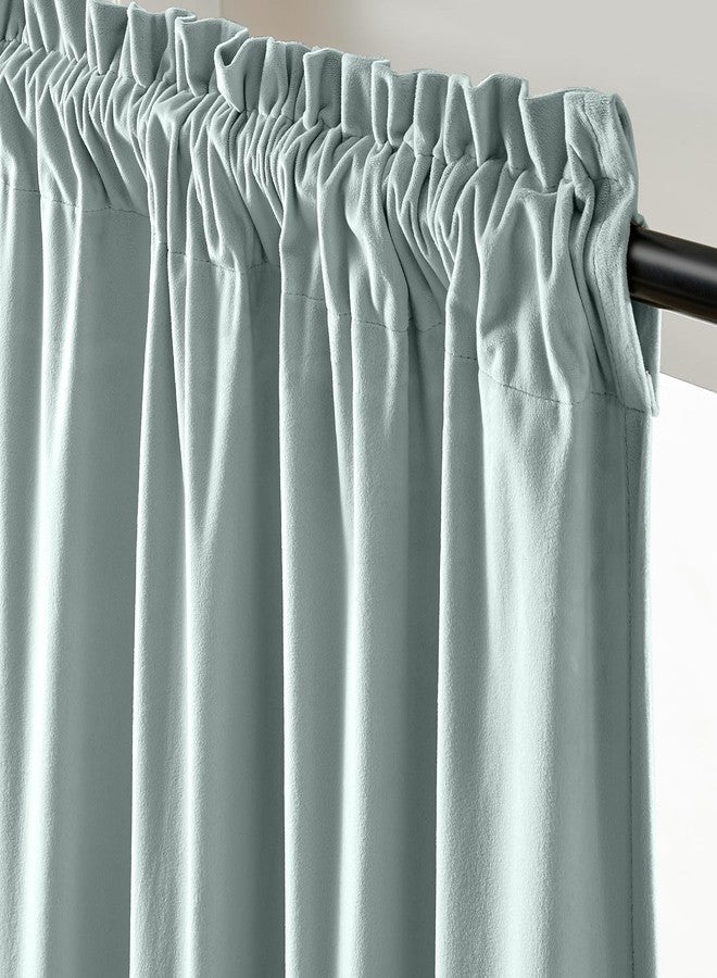 Lazzzy Velvet Blackout Curtains Thermal Insulated Room Window Drapes Super Soft Luxury Curtains for Living Room Bedroom Rod Pocket 2 Panels, Misty Blue, 52" W x 96" L - Image 2