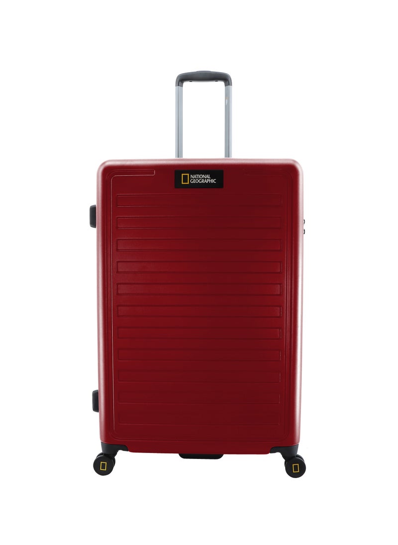 NATIONAL GEOGRAPHIC National Geographic Cruise 100% PC Hardshell Large Check-In Suitcase Burgundy, Durable Lightweight TSA Combination Lock Travel Luggage, 4 Quite Spinner Wheel Trolley Bag (28 Inch).  - Image 1