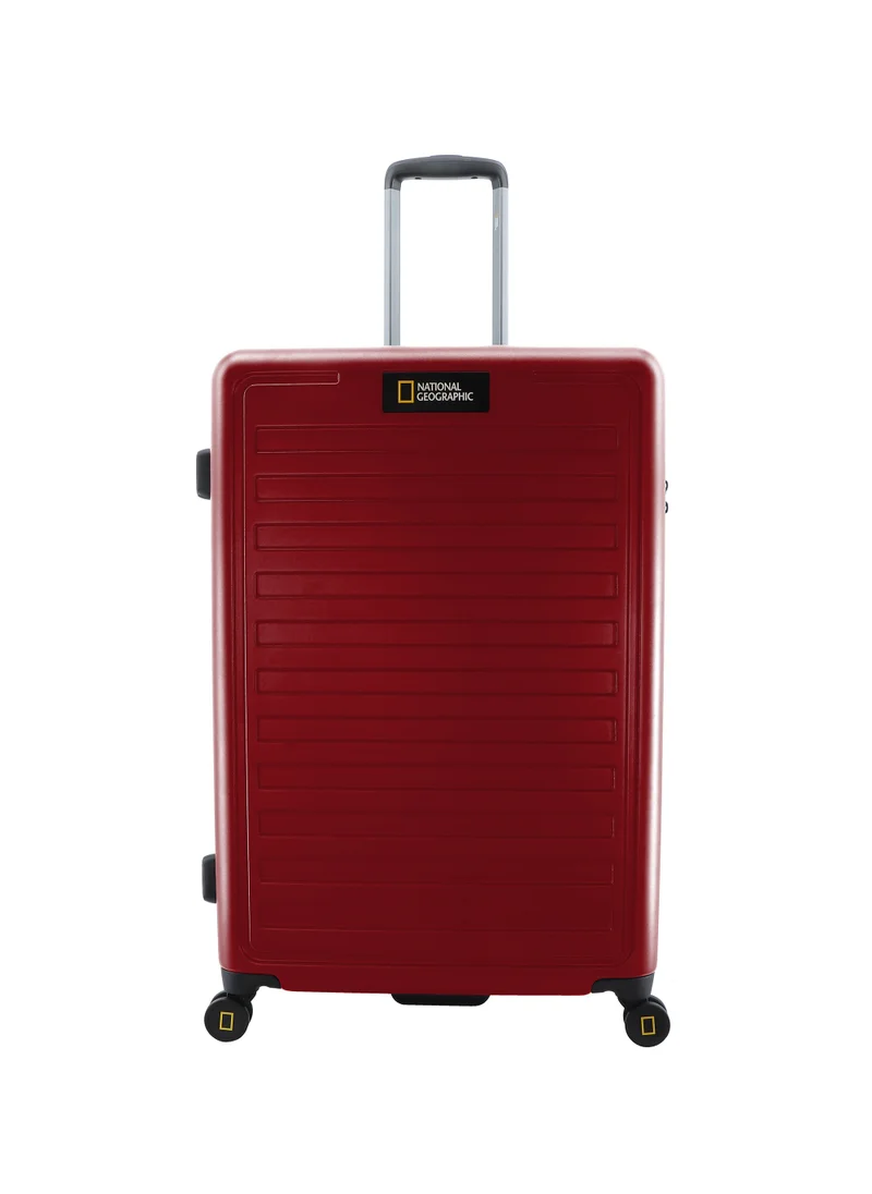 NATIONAL GEOGRAPHIC National Geographic Cruise 100% PC Hardshell Large Check-In Suitcase Burgundy, Durable Lightweight TSA Combination Lock Travel Luggage, 4 Quite Spinner Wheel Trolley Bag (28 Inch).