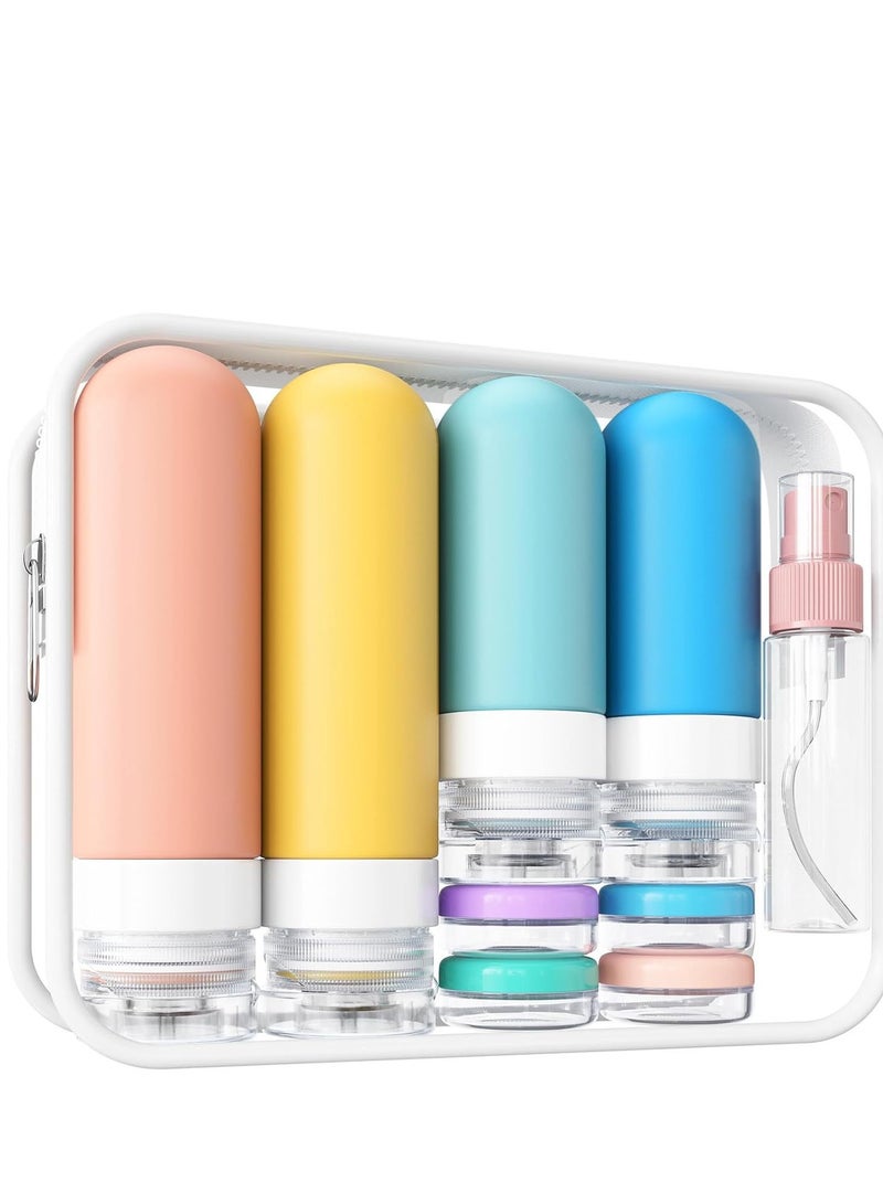 Silicone Travel Bottles Set Travel Bottles for Filling Toiletries Refillable Cosmetic Container Kits Leak-Proof Portable Travel Pump Bottle Suitable for Lotion/Shampoo/Skincare