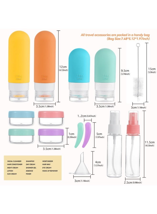 18 حاوية سيليكون للسفر مغلقة بإحكام ومعتمدة من TSA لحمل الشامبو والبلسم والمستحضرات قابلة لإعادة الاستخدام والملء اكسسوارات ضرورية للسفر - Image 3