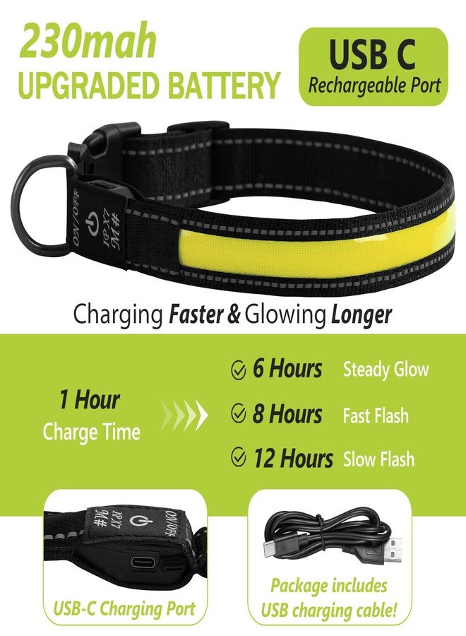 ROUWINNE Rechargeable Glowing Dog Collar - Flashing, Adjustable, Waterproof Light Up for Night (Yellow, Pack of 1, XS) - Image 3