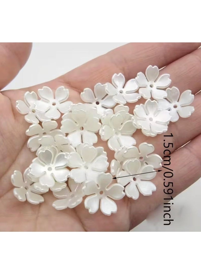 Elly'home - 100pcs - Off White Buttons, 3D Rhinestone Flower Appliques, Silver Diamonds, Beads for Abaya, Wedding Dress, Nail Art & DIY Clothing - Image 2