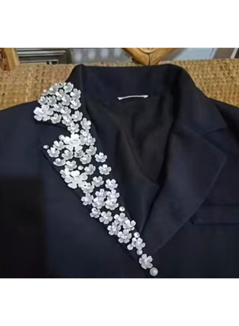 Elly'home - 100pcs - Off White Buttons, 3D Rhinestone Flower Appliques, Silver Diamonds, Beads for Abaya, Wedding Dress, Nail Art & DIY Clothing - Image 5