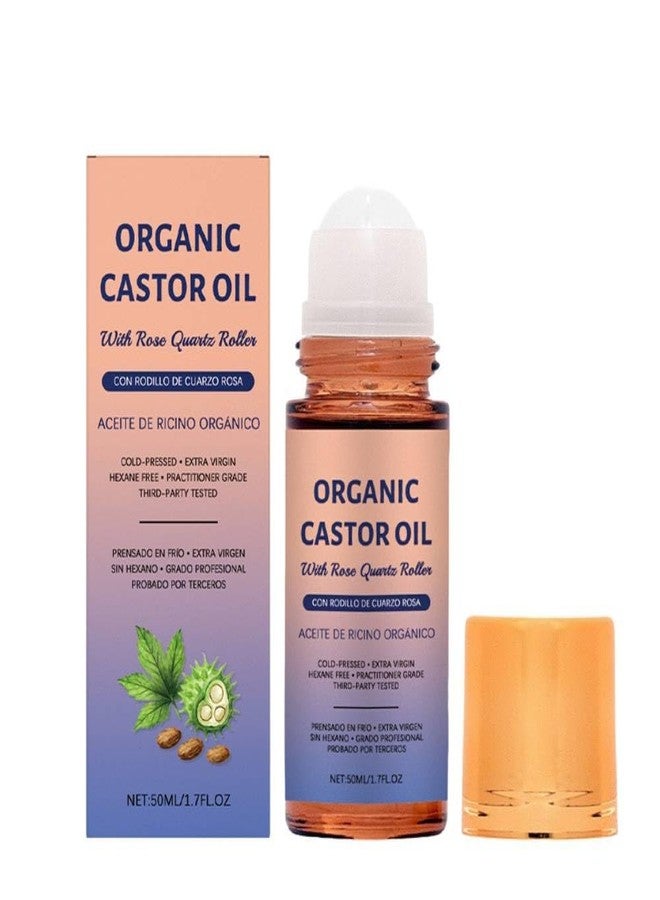 OSFRIAGE Organic Castor Oil,100% Cold Pressed Moisturizing Oil,for Skin, Brows & Lashes and less mess 1.7oz (Non-Quartz Roller - Image 1