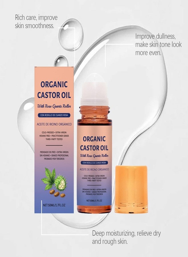OSFRIAGE Organic Castor Oil,100% Cold Pressed Moisturizing Oil,for Skin, Brows & Lashes and less mess 1.7oz (Non-Quartz Roller - Image 5