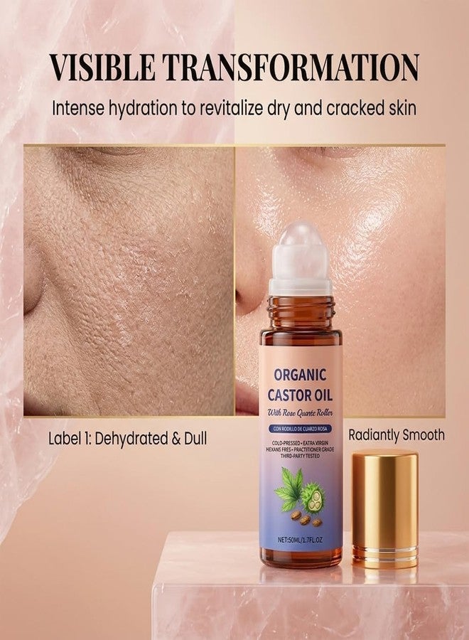 OSFRIAGE Organic Castor Oil,100% Cold Pressed Moisturizing Oil,for Skin, Brows & Lashes and less mess 1.7oz (Non-Quartz Roller - Image 3
