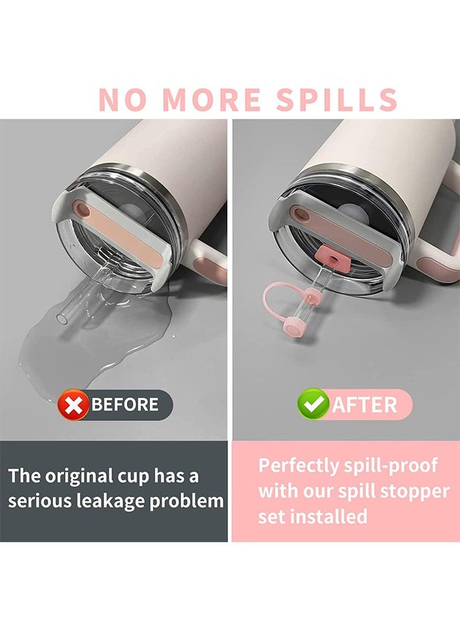 For Water Cup Accessories H2.0, Including 2 Cup Spill Stopper, 2 Straw Cap Cover, 2 Tumbler Leak Proof Plug, Silicone Accessories for Water 40 oz 30 oz Tumbler with Handle