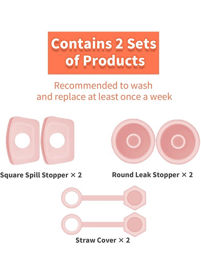 For Water Cup Accessories H2.0, Including 2 Cup Spill Stopper, 2 Straw Cap Cover, 2 Tumbler Leak Proof Plug, Silicone Accessories for Water 40 oz 30 oz Tumbler with Handle