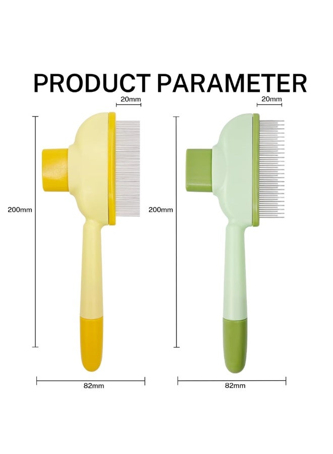 KADRAMA Flea Comb for Cats & Dogs, Multifunctional Cat Brushes with Release Button, Stainless Steel Teeth Pet Hair Removal Brush with Long & Short Teeth, Self-Cleaning Grooming Tool for Massaging and Cleaning Shedding Pet Hairs (2PCS)  - Image 2