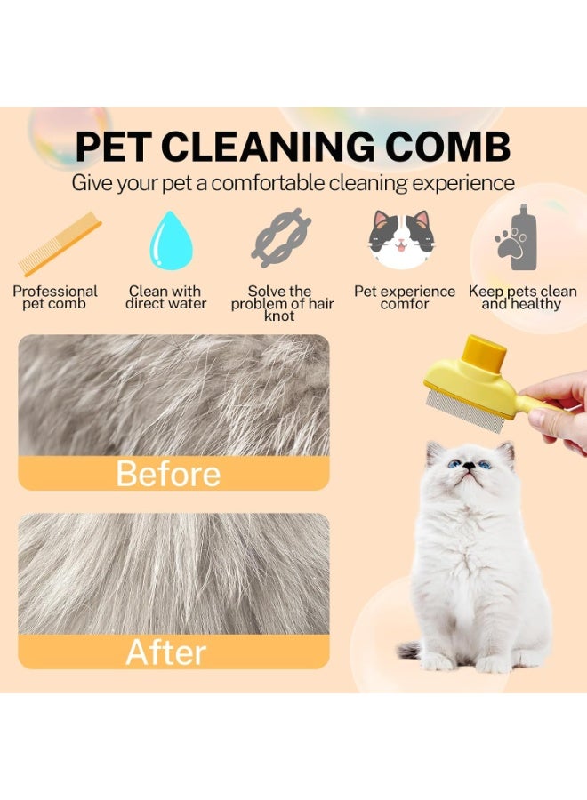 KADRAMA Flea Comb for Cats & Dogs, Multifunctional Cat Brushes with Release Button, Stainless Steel Teeth Pet Hair Removal Brush with Long & Short Teeth, Self-Cleaning Grooming Tool for Massaging and Cleaning Shedding Pet Hairs (2PCS)  - Image 5