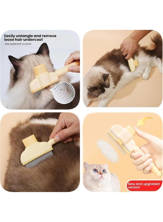 KADRAMA Flea Comb for Cats & Dogs, Multifunctional Cat Brushes with Release Button, Stainless Steel Teeth Pet Hair Removal Brush with Long & Short Teeth, Self-Cleaning Grooming Tool for Massaging and Cleaning Shedding Pet Hairs (2PCS)  - Image 4