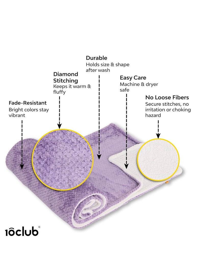 My NewBorn - MyNewborn by 10club Double Layer Diamond Fleece Blanket | for Girls, Boys, Newborn, Toddler | 0-5 Y | All Season, AC Blanket | 101 x152 cm | 410 GSM (Purple) - Image 1