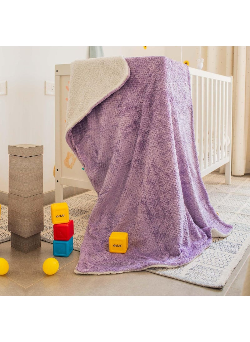 My NewBorn - MyNewborn by 10club Double Layer Diamond Fleece Blanket | for Girls, Boys, Newborn, Toddler | 0-5 Y | All Season, AC Blanket | 101 x152 cm | 410 GSM (Purple) - Image 1